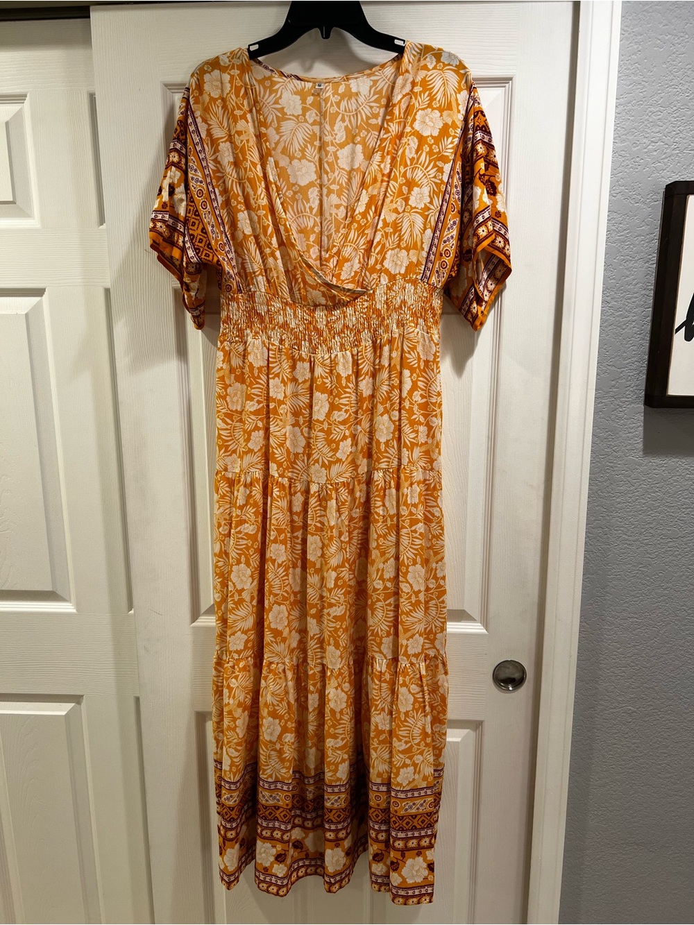 Sunrise Floral Maxi Dress with Smocked Waist